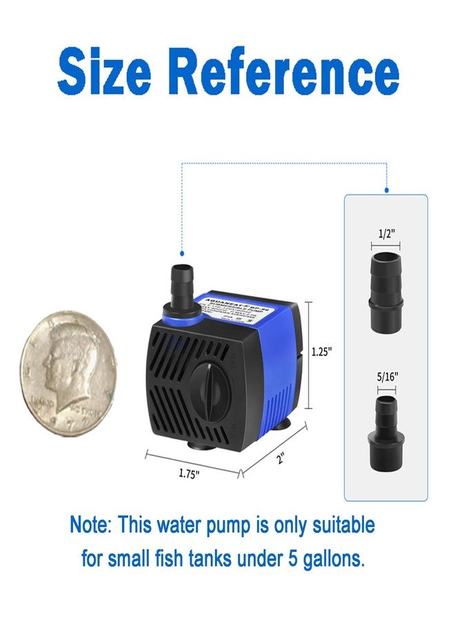 AQUANEAT Small Fountain Pump, 80 GPH Submersible Water Pump for Aquarium Fish Tank, Outdoor Water Fountain, Hydroponics, Pond Filter Pump - Image 2